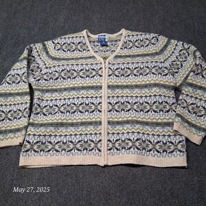 VTG Venezia Jeans Shetland‎ Wool Cardigan Sweater Full Zip Women Plus Sz 18 / 20